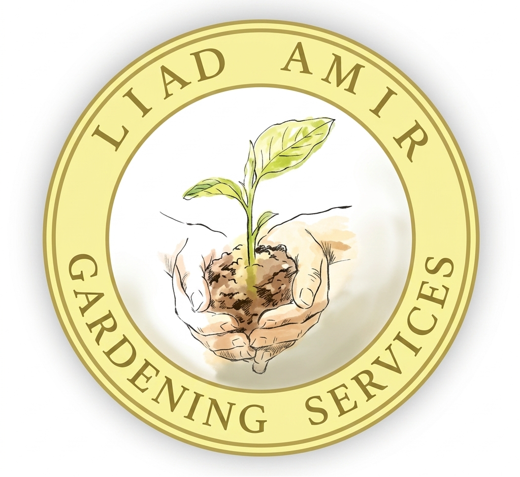 Liad Amir Garden emblem with hands and sprout