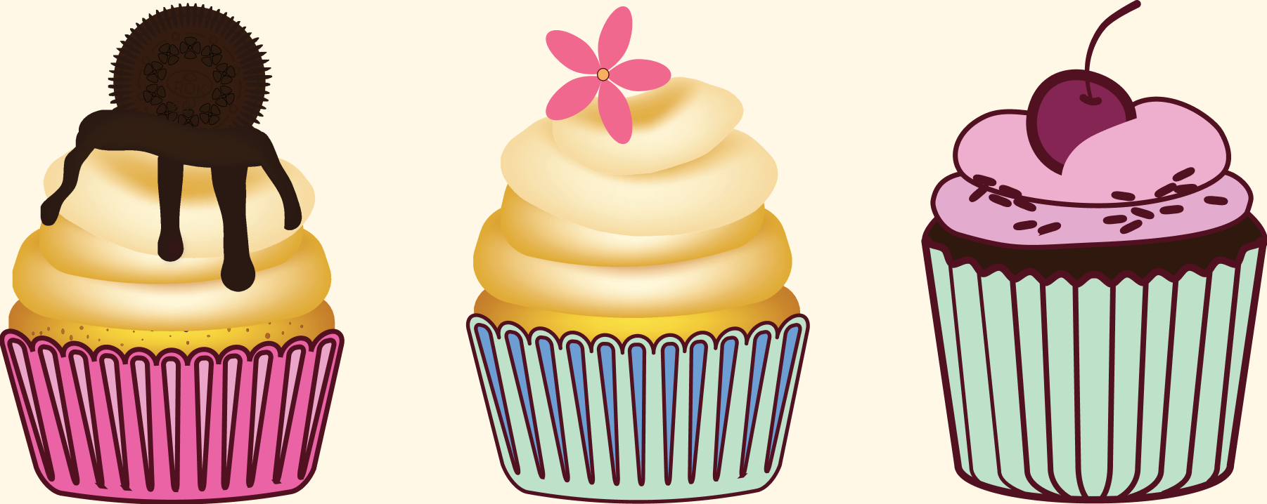 Cupcake character illustrations